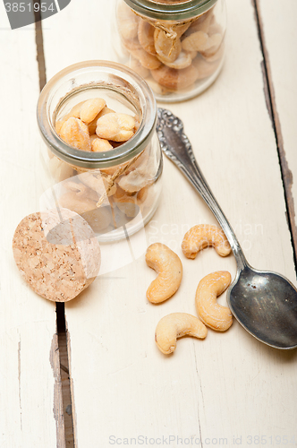 Image of cashew nuts on a glass jar 