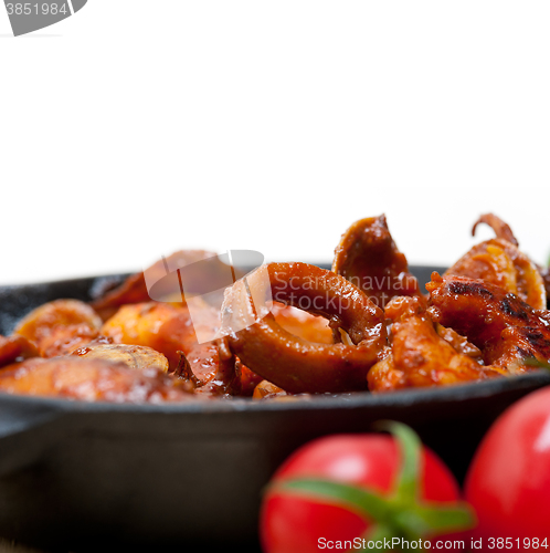 Image of fresh seafoos stew on an iron skillet