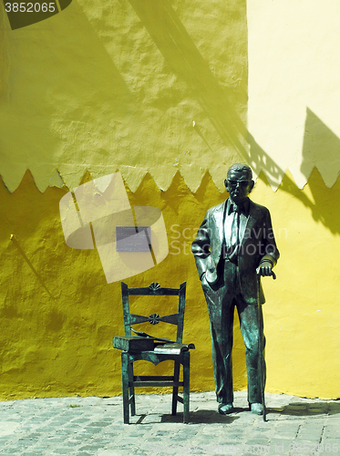 Image of statue Nestor Alamo in historic  Vegueta, Grand Canary Island, S