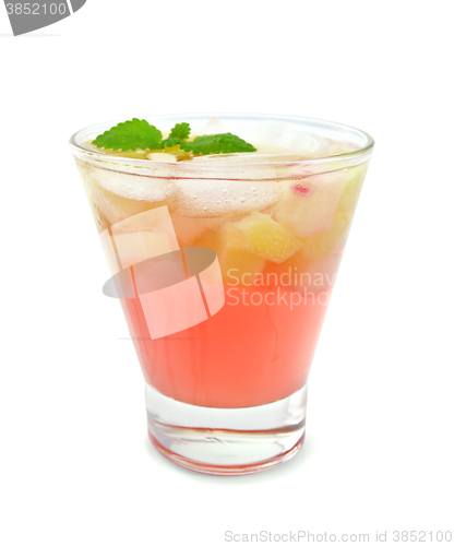 Image of Lemonade with rhubarb and mint in glass