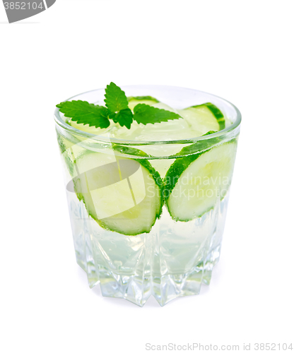 Image of Lemonade with cucumber and mint in glass