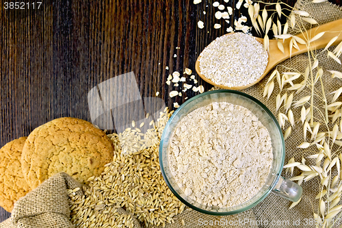 Image of Flour and bran oat with cookies on board