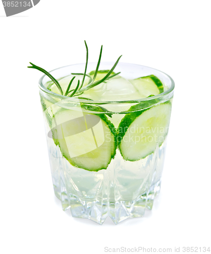 Image of Lemonade with cucumber and rosemary in glass