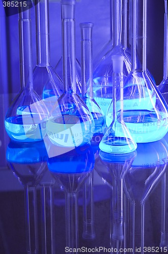 Image of test tubes blue light