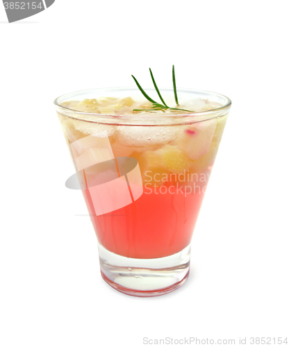 Image of Lemonade with rhubarb and rosemary in glass