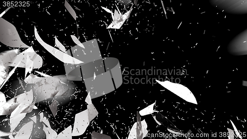 Image of Shattered glass with motion blur on black