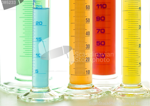 Image of Test tubes isolated fulled with different color chemicals