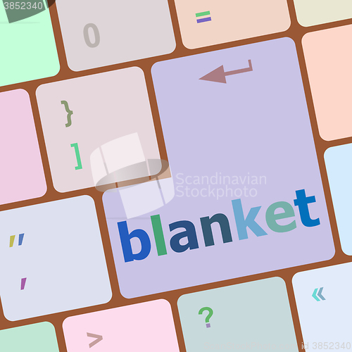 Image of blanket button on computer pc keyboard key vector illustration