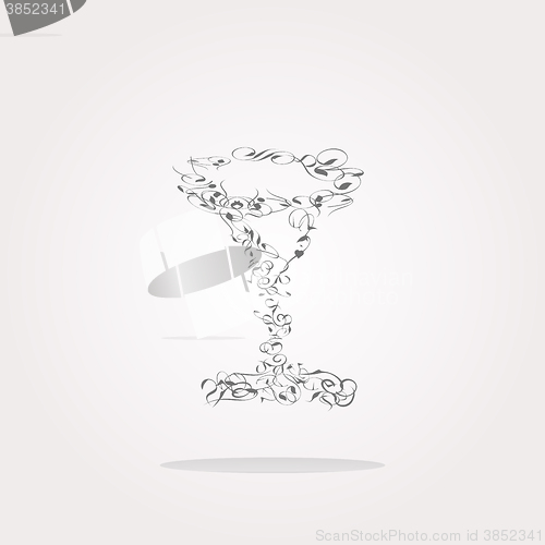 Image of vector Champagne cup icon on internet button isolated on white. Web Icon Art. Graphic Icon Drawing
