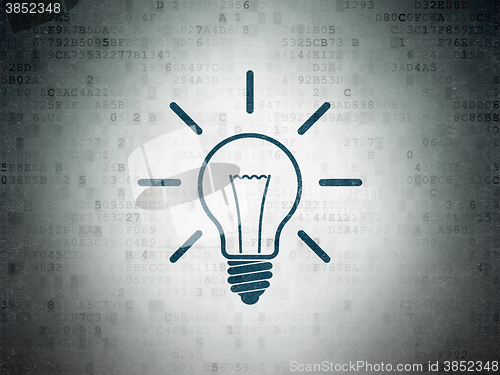 Image of Finance concept: Light Bulb on Digital Paper background