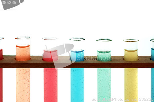 Image of Test tubes isolated fulled with different color chemicals