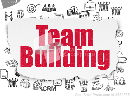 Image of Finance concept: Team Building on Torn Paper background