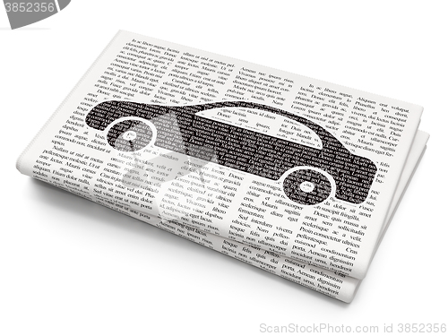 Image of Tourism concept: Car on Newspaper background