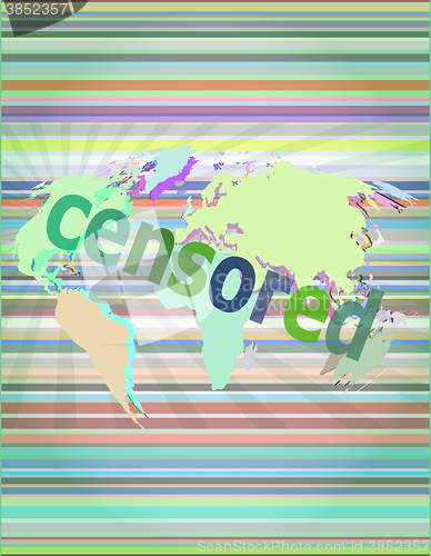Image of censored text on digital touch screen - social concept vector illustration