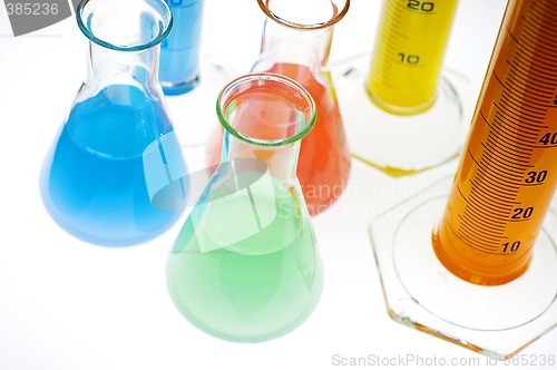 Image of Test tubes isolated fulled with different color chemicals