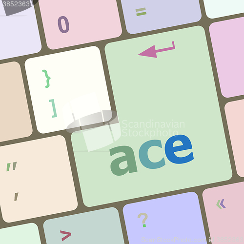 Image of ace on computer keyboard key enter button vector illustration