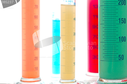 Image of Test tubes isolated fulled with different color chemicals