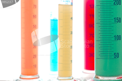 Image of Test tubes isolated fulled with different color chemicals