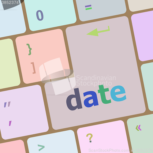 Image of business concept: computer keyboard with word Date vector illustration