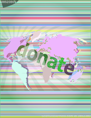 Image of business concept: words donate on digital touch screen vector illustration