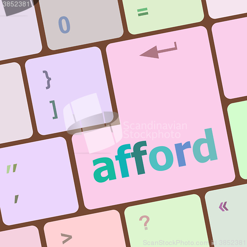 Image of afford word on computer pc keyboard key vector illustration