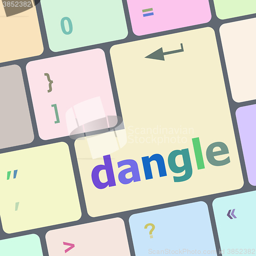 Image of dangle word on computer keyboard key vector illustration