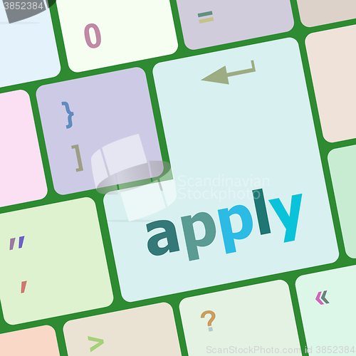 Image of Apply online by pressing computer keyboard key to complete your application for a job vector illustration