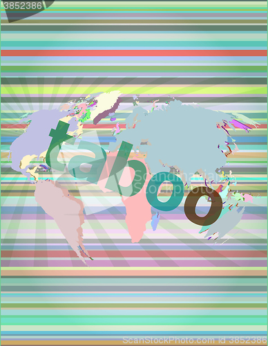 Image of security concept: words taboo is a marketing on digital screen vector illustration