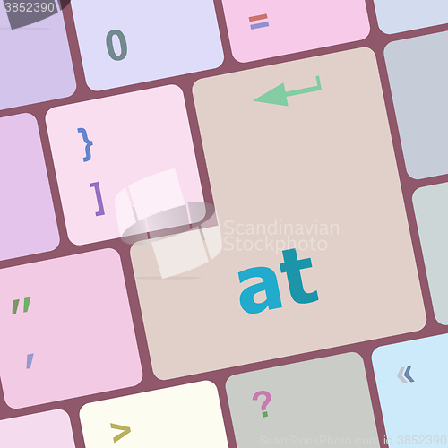 Image of at button on computer keyboard key vector illustration