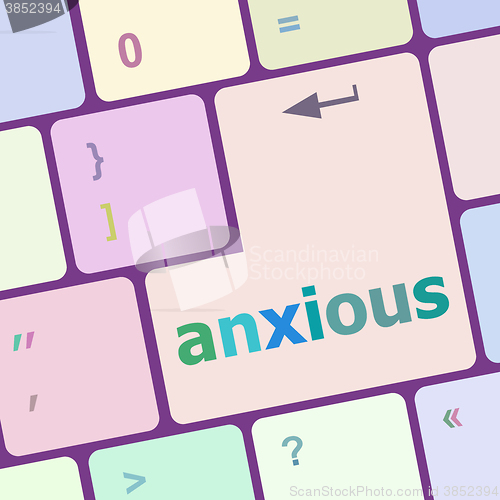 Image of Keyboard with Enter button, anxious word on it vector illustration