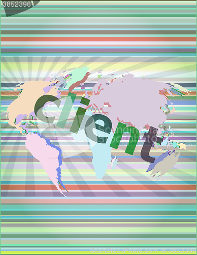 Image of SEO web design concept: client on business digital background vector illustration