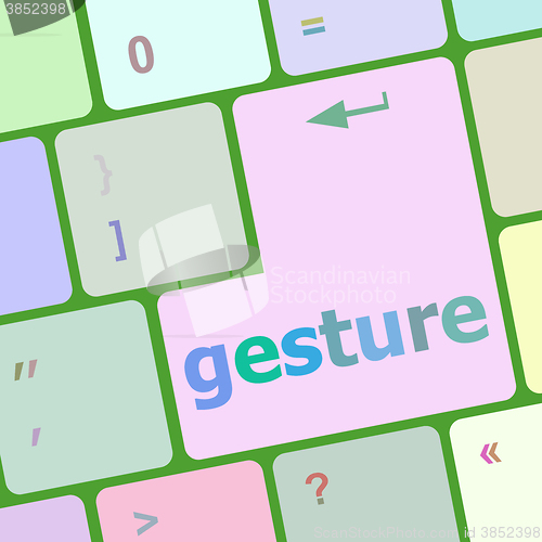Image of gesture button on computer pc keyboard key vector illustration