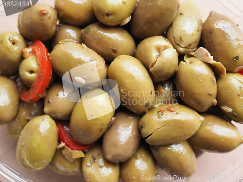 Image of Green olives vegetables background