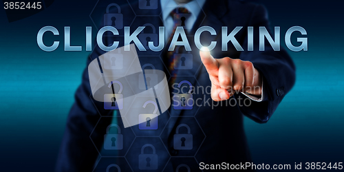 Image of Business Executive Touching CLICKJACKING