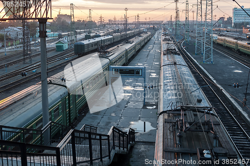 Image of Novosibirsk railway station in twilight. Russia