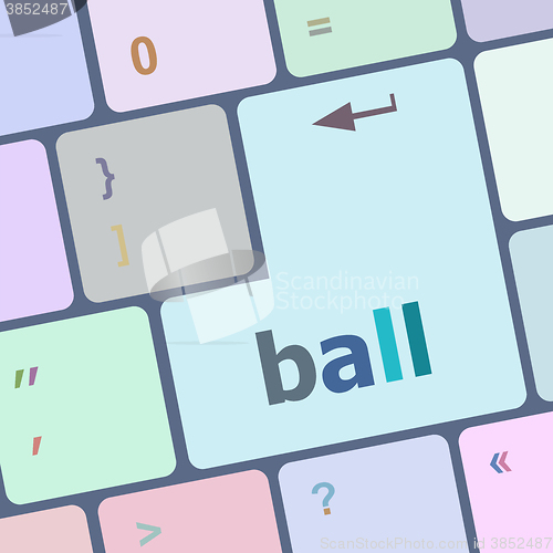 Image of word ball on computer pc keyboard vector illustration