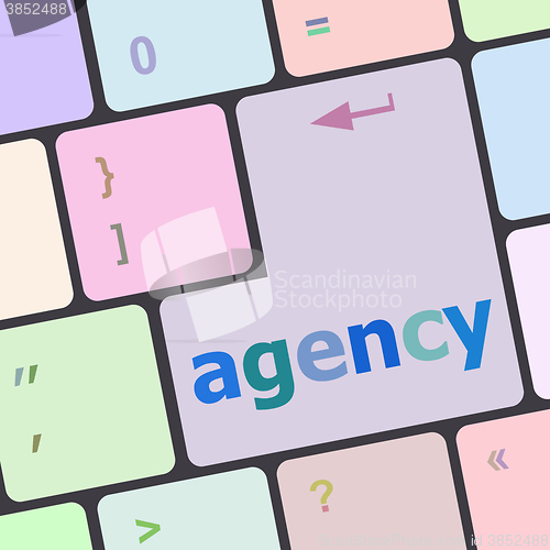 Image of Advertising concept: computer keyboard with word Ad Agency vector illustration