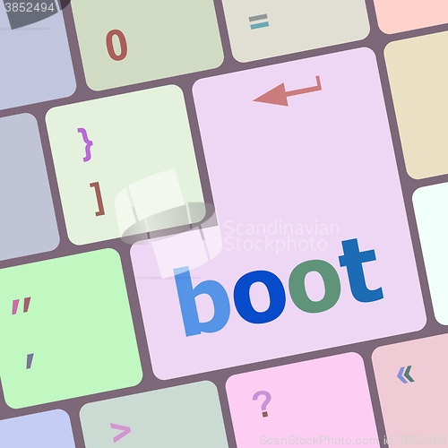 Image of boot button on computer pc keyboard key vector illustration