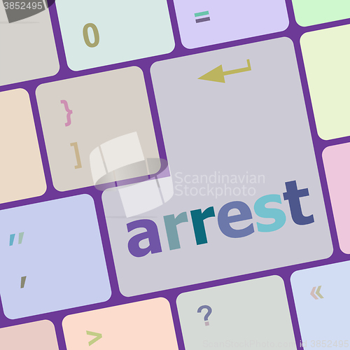 Image of arrest word on computer pc keyboard key vector illustration