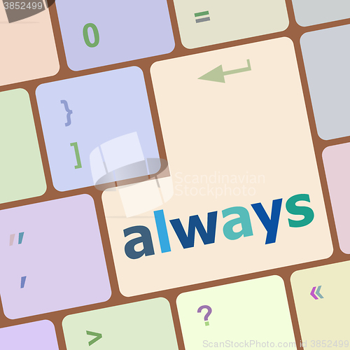 Image of Computer keyboard button with always word on it vector illustration