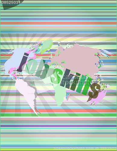 Image of words job skills on digital screen, business concept vector illustration