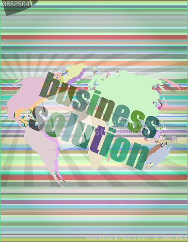 Image of words business solution on digital screen, business concept vector illustration