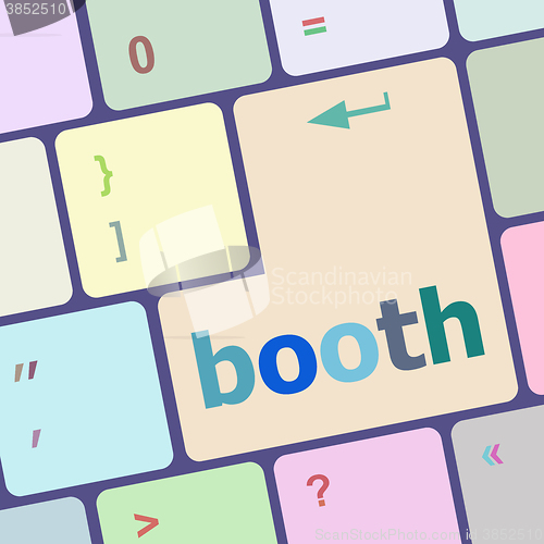 Image of booth button on computer pc keyboard key vector illustration