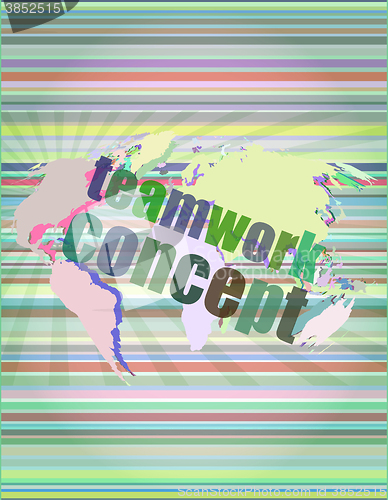 Image of teamwork concept - business growth on touch screen vector illustration