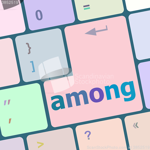 Image of among Button on Modern Computer Keyboard key vector illustration