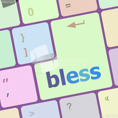 Image of bless text on computer keyboard key - business concept vector illustration