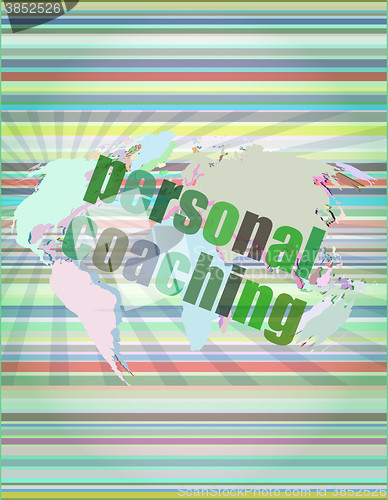 Image of word personal coaching on digital screen 3d, business concept vector illustration