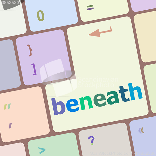 Image of beneath button on keyboard key with soft focus vector illustration