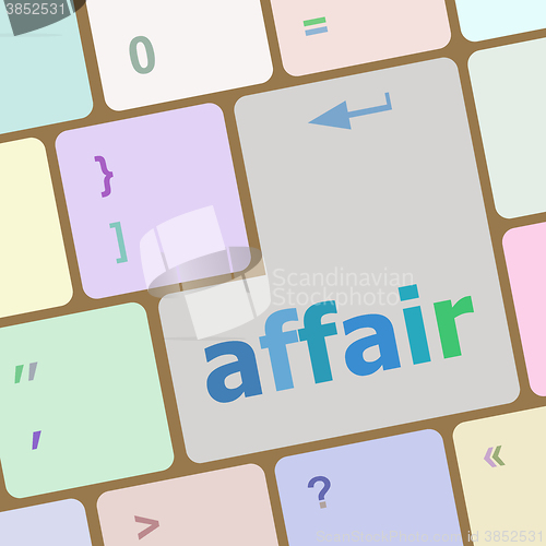 Image of computer keyboard keys, affair word vector illustration