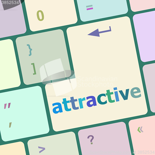 Image of attractive word on keyboard key, notebook computer vector illustration